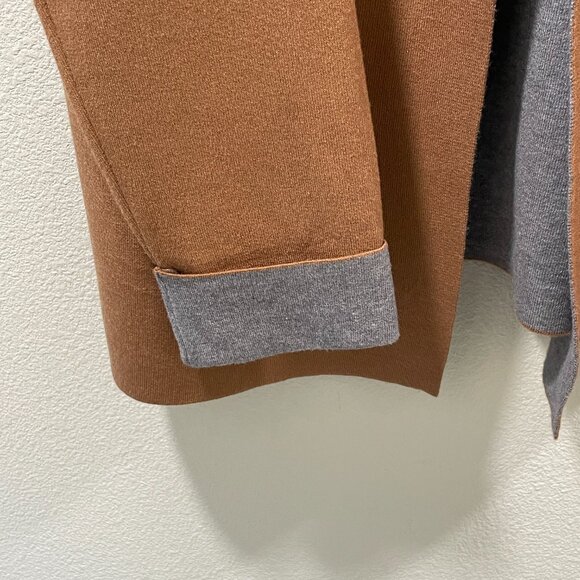 (NWT) BY DESIGN "Lexi" Long Sleeve Two Tone Open Front Cardigan, Brown/Gray - XL - Picture 2 of 8